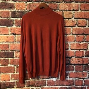 Jos. A. Bank Mens Size Large Red Mock Neck 100% Silk Sweater